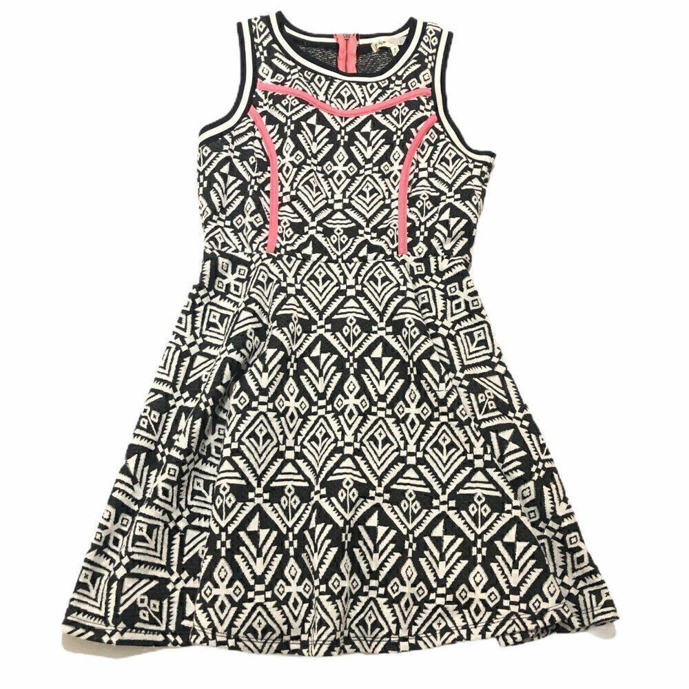 Jolt Jacquard High Neck Skater Sundress Navy NEW